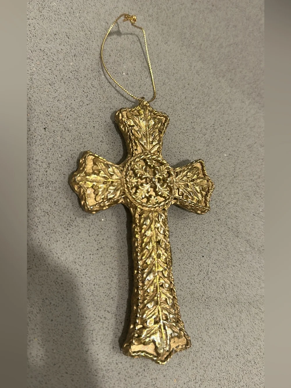 Ornate Gold Decorative Cross Ornament